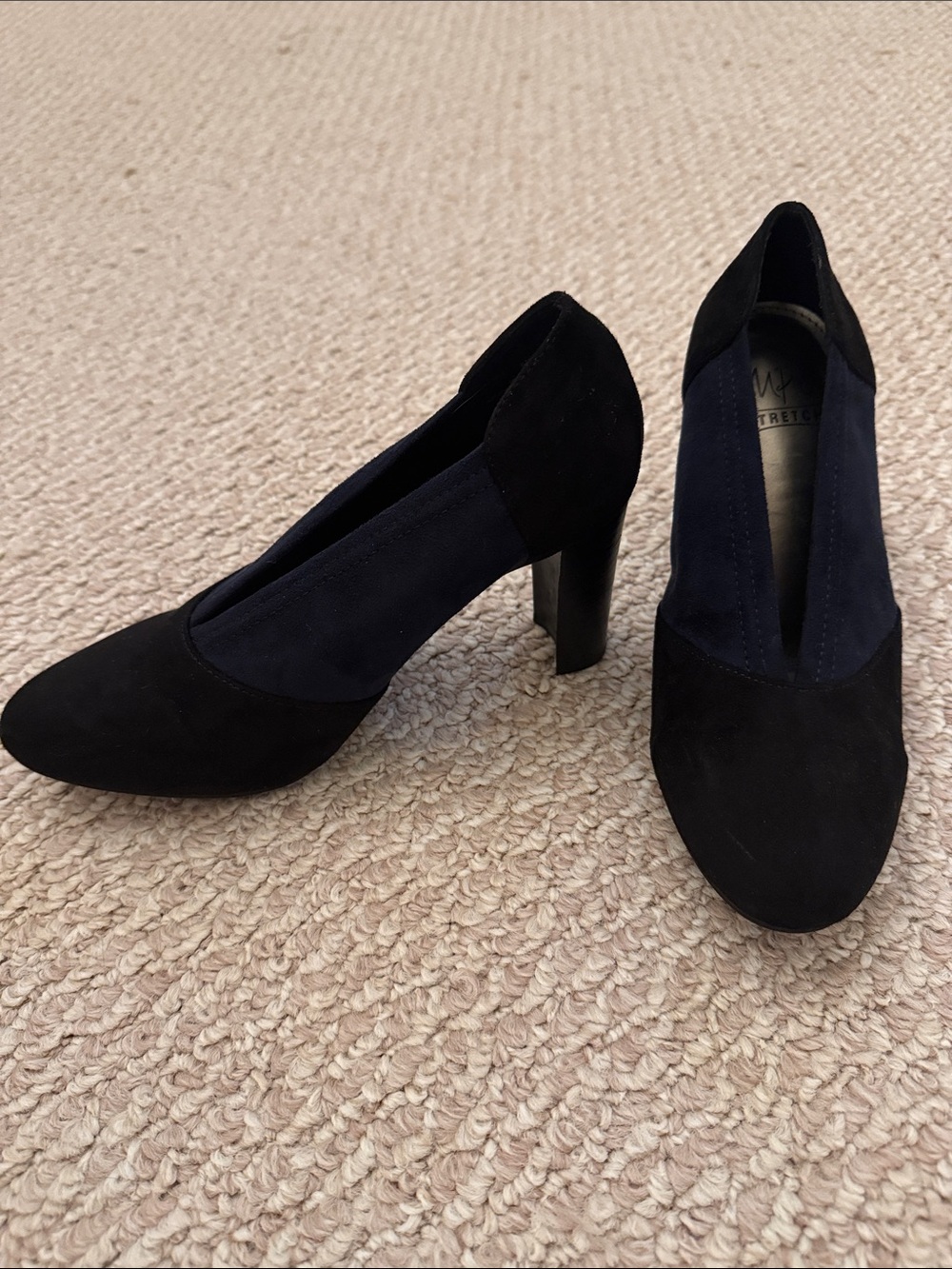 Impo Stretch Women’s Trae Shoes 8 M Pumps Booties Blue & Black Faux Suede Heels